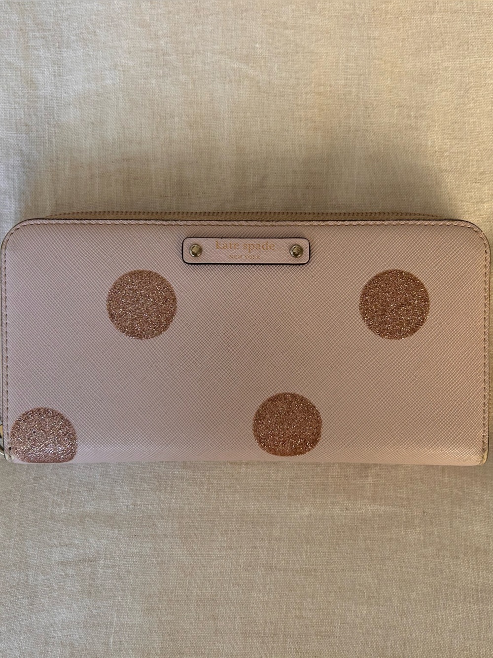 Kate Spade New York Haven Lane Stacy Glitter Dot Pink Plum Dawn Bifold Wallet